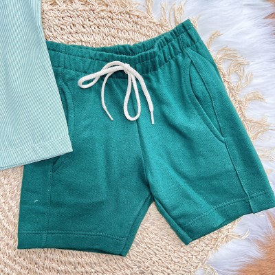 Conj. CamisaTricoline Rex e Bermuda em Moletinho - Verde Conj. CamisaTricoline Rex e Bermuda em Moletinho - Verde